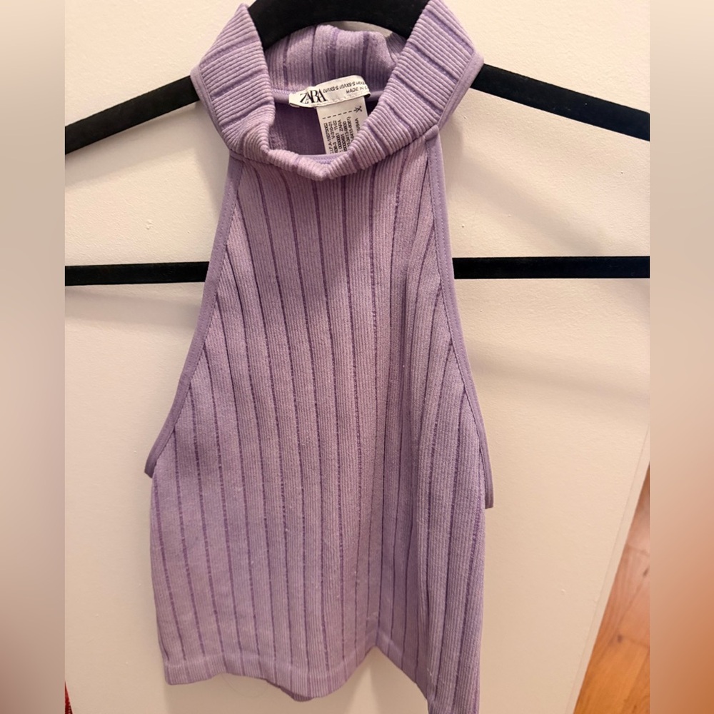 Zara Lavender Ribbed Knit Top